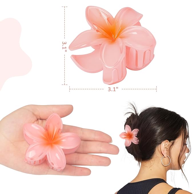 6 Pcs Flower Hair Claw Clips for Women Girls, Hawaiian Hibiscus Flower Hair Clips, Cute Vacation Beach Hair Accessories