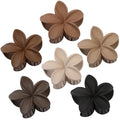 Flower Hair Clips 6 PCS Hawaiian Claw Clips for Vacation Hibiscus Hair Claw Cute Large Hair Clips for Thick and Thin Hair Plumeria Hair Accessories for Women Girls -Coffee