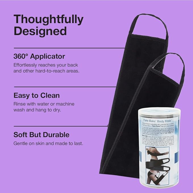 Fake Bake Body Mate Self-Tanning Applicator | Tan Your Back with Ease | Machine Washable | Easily Apply Lotions and Tanner | Reusable Self-Tan Mitt For Face & Body