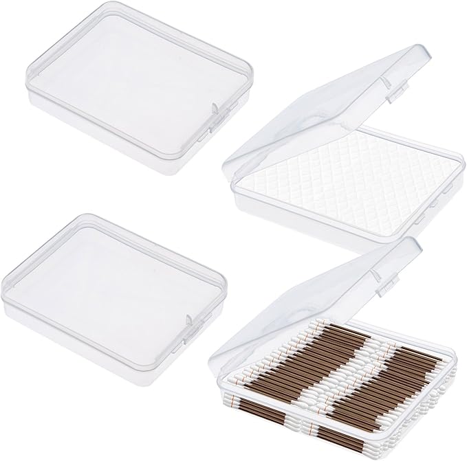 4 Pcs Clear Portable Cotton Swab Ball Holder Travel Cotton Pad Holder Dispenser Cosmetic Sponge Storage Box with Transparent Lid Storage Jar Cosmetic Pad Container Dental Floss Box