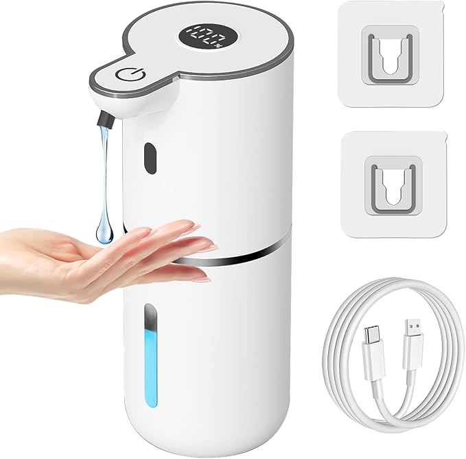 Automatic Liquid Soap Dispenser Touchless, USB Rechargeable Smart Hand Soap Dispenser, 6-Level Adjustable, 12.8oz/380mL Wall Mounted for Bathroom Kitchen Accessories Dish Soap-White
