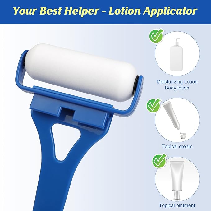 Back Lotion Applicator for Women, Foldable Long Handle Lotion Back Applicator, 3 Reusable Foam Rollers, Effortlessly Apply Moisturizer to Your Back, Ideal Back Lotion Applicator for Skin Cream, Oils