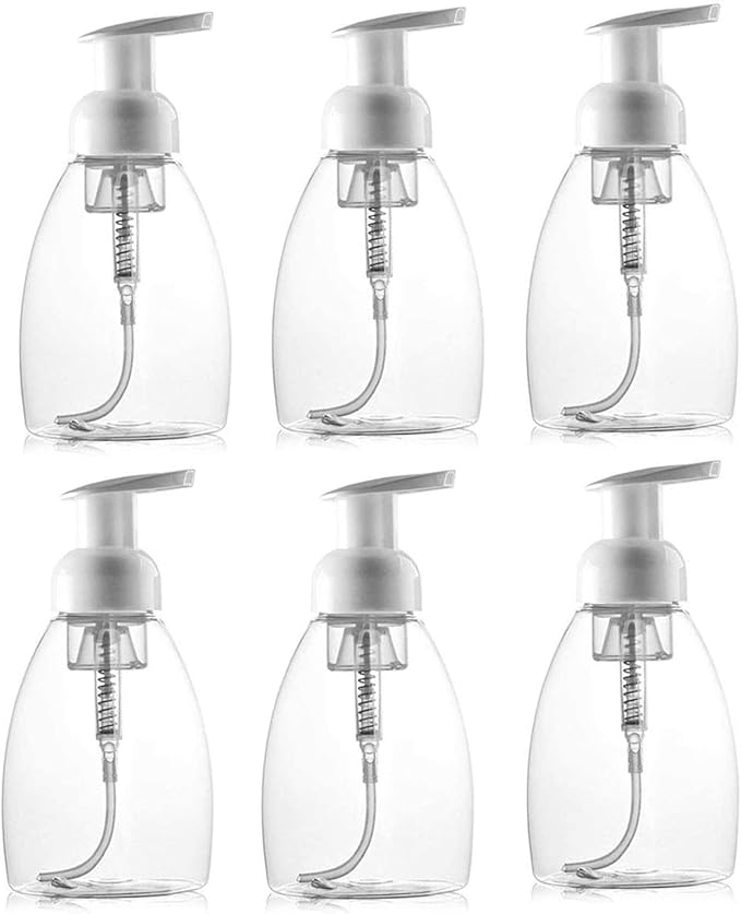 Bekith 12 Pack Foaming Soap Dispenser Pump Bottles, 8oz (250ml) Foaming Hand Soap Dispenser, Refillable Liquid Soap Foaming Dispenser, Empty Plastic Bottles for Kitchen, Bathroom, Commercial, Clear