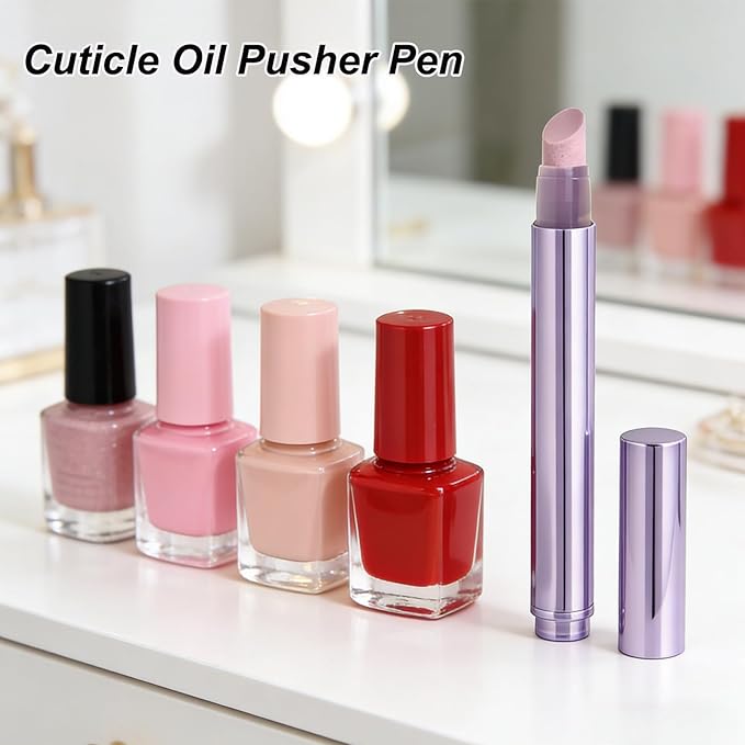 2Pcs 3-in-1 Nail Care Pen, Cuticle Oil Pusher Pen with Ceramic Tip, Nail Oil Pen for Dry Cuticles & Hangnails, Moisturizing Nail Conditioning Pen for Nails & Cuticle