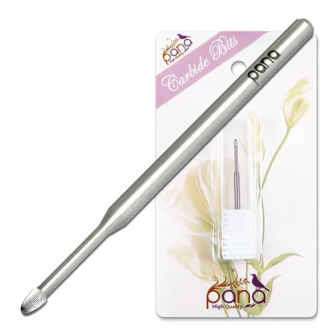 PANA 3/32" Carbide Cuticle Nail Drill Bit for Cuticle Cleaning, Dead Skin Removal, Gel Polish & Acrylic Removal, Under Nail Cleaner, Nail Salon, Manicure Tools (Snake Head - Silver, Fine)