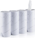 SINGARO Car Tissue Holder, 4 Pack Car Cup Holder Facial Tissues with Travel Tissue Bag, Quick and Convenient Flower Combination Car Tissue Box(4 Canisters/200 Tissues) White