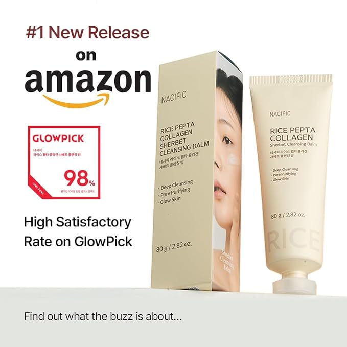 NACIFIC Rice Pepta Collagen Sherbet Cleansing Balm 2.82oz. 80g Makeup Remover Korean Skincare Deep Face Cleanser Pore Purifying Non greasy
