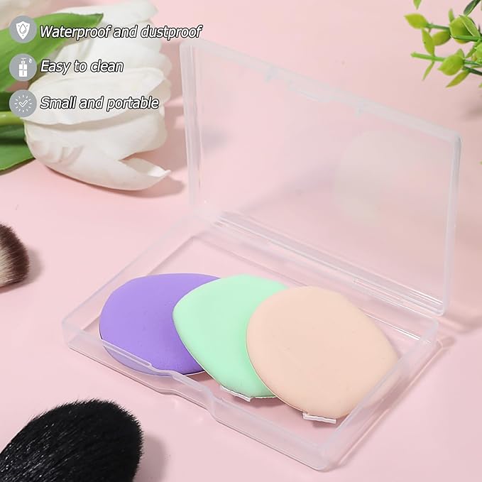 KALIONE 3-Piece Portable Travel Cotton Pad Holder - Bathroom Vanity Countertop Storage Organizer - Cotton Ball & Swab Dispenser - Transparent