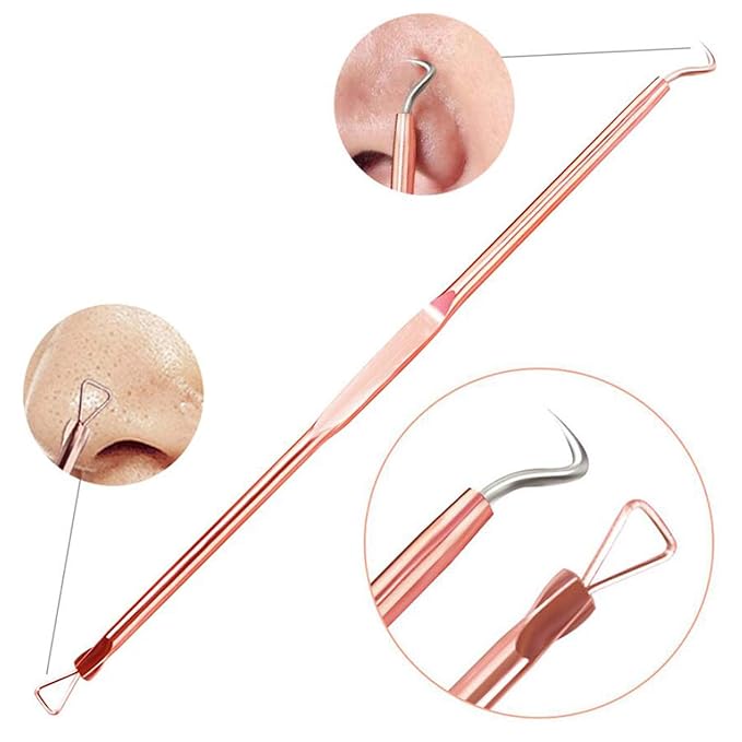 Blackhead Remover Pimple Comedone Extractor Tool Best Acne Removal Kit - Treatment for Blemish, Whitehead Popping, Zit Removing for Risk Free Nose Face Skin with Case(Rose, 4 Piece Set)