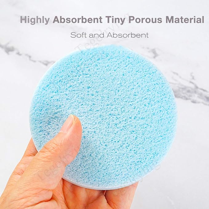 Facial Sponge Compressed,120 Count PVA Professional Makeup Removal Round Face Wash Sponges Spa Pads Exfoliating Cleansing for Women,Blue