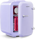 Mini Fridge, 4 Liter/6 Can Mini Makeup Fridge, 110V AC/ 12V DC Portable Thermoelectric Cooler&Warmer for Skincare, Drink, Cosmetic, Medicine, Small fridge for Bedroom, Office, Dorm, Car, Purple