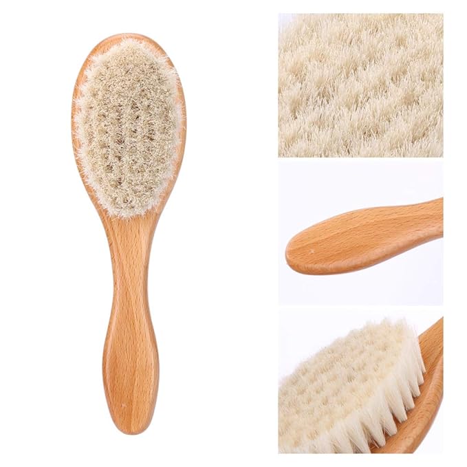 Barber Fade Brush, Beard Brush, Styling Cleaning Brush, Neck Duster Brush with Wooden Handle for Men Beard Styling Cutting Supplies (Short)