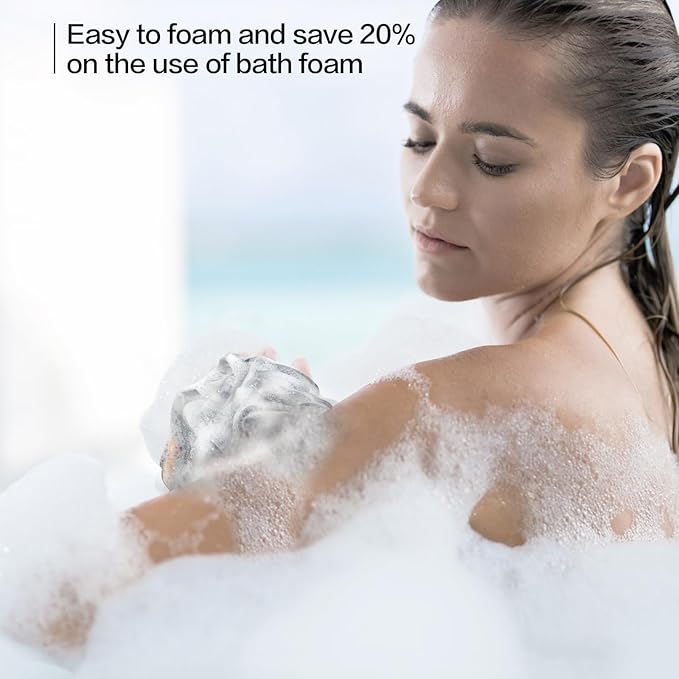 Fishent Loofah Bath Sponge Shower Loofahs, 4 Pack Soft Loofa Exfoliating Body Scrubber Mesh Shower Puff Pouf Ball Luffa for Men and Women(50g/pcs) (Black)