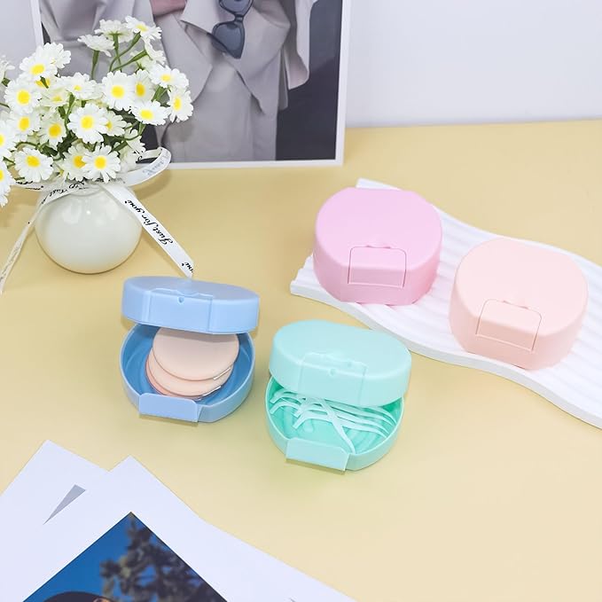 4 Packs Plastic Square Cotton Pad Holder, Hair Tie Container, Multiple Colors, Portable For Traveling, Suitable for Makeup Remover Cotton Balls,Organizer for Collecting Small Items(3.3 x 1.5in)