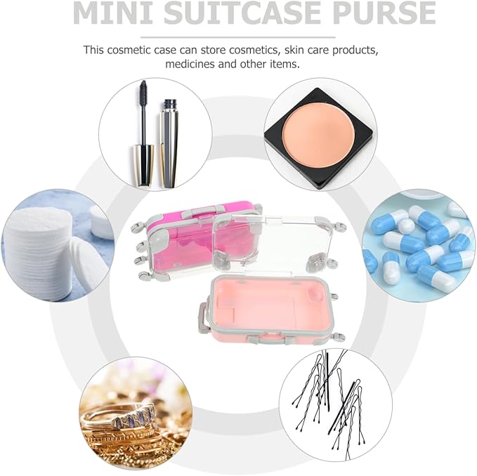 Sosoport 4pcs False Eyelash Storage Box Simulation Trolley Case Makeup Case Mini Luggage False Eyelash Tray Makeup Tool