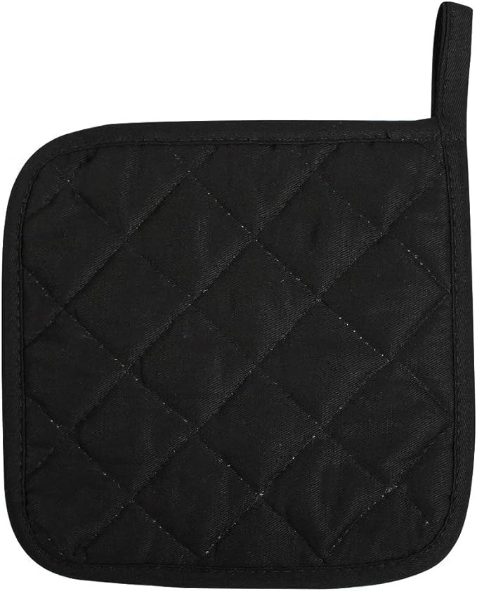 6 Pack Potholders Kitchen Pot Holders Set,Cotton Pot Holders for Kitchen 7 inch hot Pads,Heat Resistant Hot Pads for Cooking and Baking Black