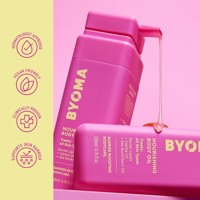 BYOMA Nourishing Body Oil - For All Skin Types - Lightweight,Fast-Absorbing Body Oil with Jojoba & Seabuckthorn - Hydrates,Brightens & Restores Skin Barrier - 6.76 fl oz,(Pack of 2)