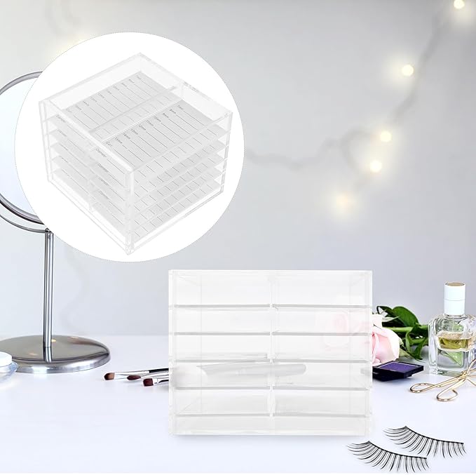 VICASKY Acrylic Eyelash Storage Case 10-layer False Eyelash Organizer Makeup Box for Home and Travel