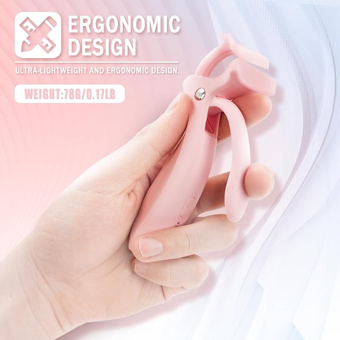 Pinkiou Heated Eyelash Curler for Women 10s Fast Heating Electric Lash Curler with 2 Temp Modes & Skin-Friendly Silicone Pad, USB-C Rechargeable Portable Eye Lash Curler for Long Lasting Natural Curls