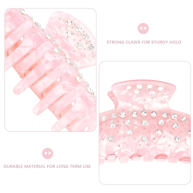ACO-UNIT 2 Pack Hair Claw Clips for Women Acrylic Claw Clips for Thick Hair Non-slip Clip for Hair Large Claws Hair Accessories for Women Girls(Pink&White)