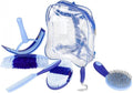 HORZE 6-Piece Easy Clean Horse Grooming Set with Convenient Storage Bag - Blue/Light Blue - One Size