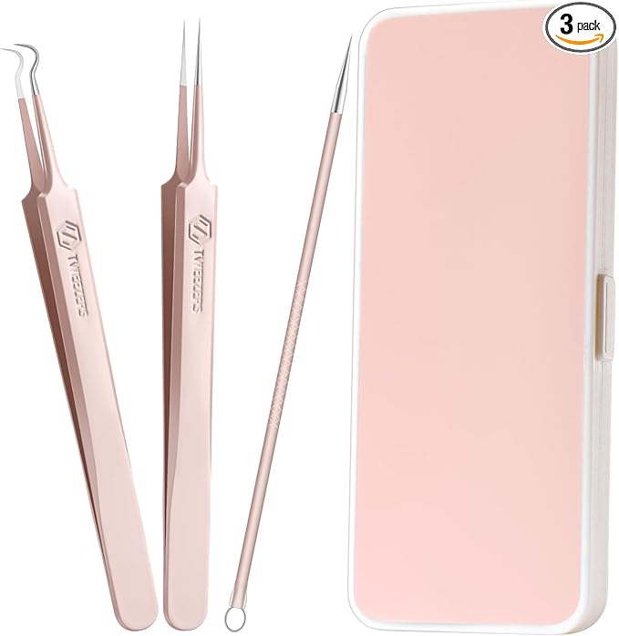 WSYUB Upgrade Professional Facial Blackhead Remover Tweezers, Ingrown Hair Tweezers,Extractor Acne Removal, Pimple Popper Tool