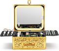 Qislee Makeup Box with A Detachable Lighted Mirror, Waterproof Travel Train Case, Cosmetic Organizer Bag and Makeup Suitcase with Adjustable Dividers, Magnetic LED Mirror (Bling Gold)