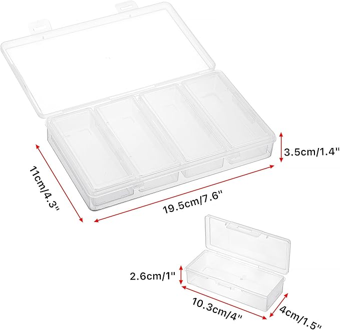 Hipiwe Plastic Cotton Swab Holder for Travel 4 in 1 Compact Cleaning Organizer for Hair Rope Paperclip Clear Dental Floss Sticks Case with Lid Small Travel Container Hair Tie Storage Box