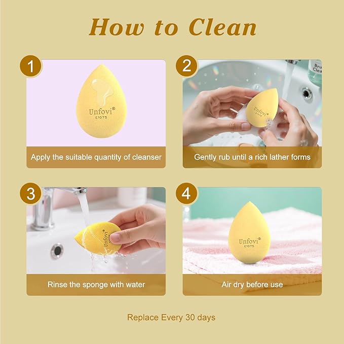 Makeup Sponge Set (4 Shapes 7 pcs) - Latex-Free Blending Sponge for Liquid, Cream & Powder, Soft Reusable Beauty Sponge for Wet/Dry Application, Face Foundation Blender (Skin ston)