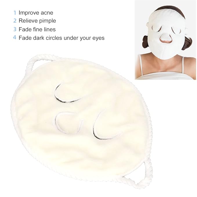 Cold Hot Compress Towel,Reusable Spa Towels 3 Holes Ear Hanging Breathable Face Skin Care Towel for Relaxation