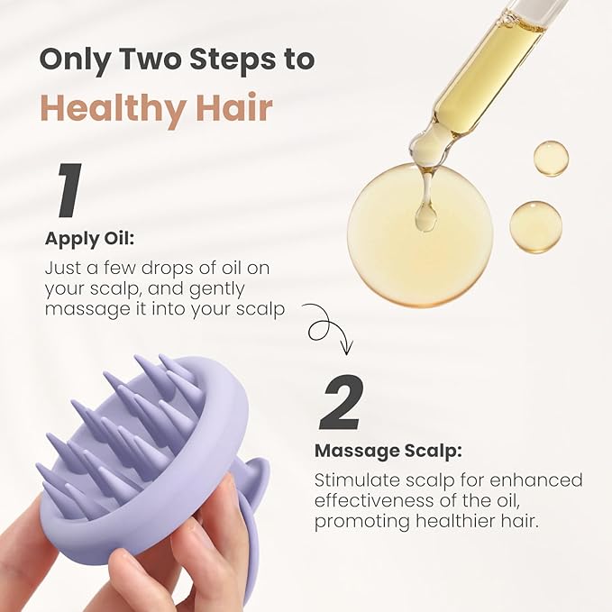 AIMIKE Scalp Massager Shampoo Brush, Soft Silicone Scalp Scrubber, Scalp Brush/Exfoliator for Washing Hair Dandruff, Build up, Scalp Massager Hair Growth Stimulator, Wet Dry Scalp Hair Scrubber-Purple