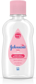 Johnson's Baby Oil, Pure Mineral Oil to Prevent Moisture Loss for Newborn, Kids, & Adults, Gentle, Soothing Baby Massage Oil, Dry Skin Relief, Hypoallergenic, Original Scent, Baby Essentials, 3 fl. oz