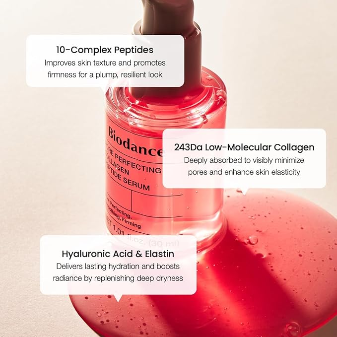 BIODANCE Pore Perfecting Collagen Peptide Serum, Skin Firming & Radiance, Plumping, Pore Care, Makeup Prep Serum for All Skin Types, Korean Skin Care | 1.01 fl.oz x 1 ea