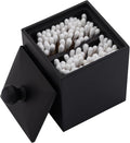 Cotton Swab Holder with Lid, Square Qtip Holder Bathroom Black, 2 Slot Resin Cotton Ball Canister Jar Cosmetics Makeup Countertop Organizer Containers Canister Apothecary Jar, Matte Black