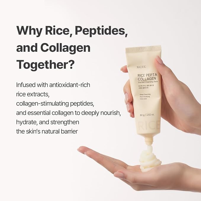 NACIFIC Rice Pepta Collagen Sherbet Cleansing Balm 2.82oz. 80g Makeup Remover Korean Skincare Deep Face Cleanser Pore Purifying Non greasy