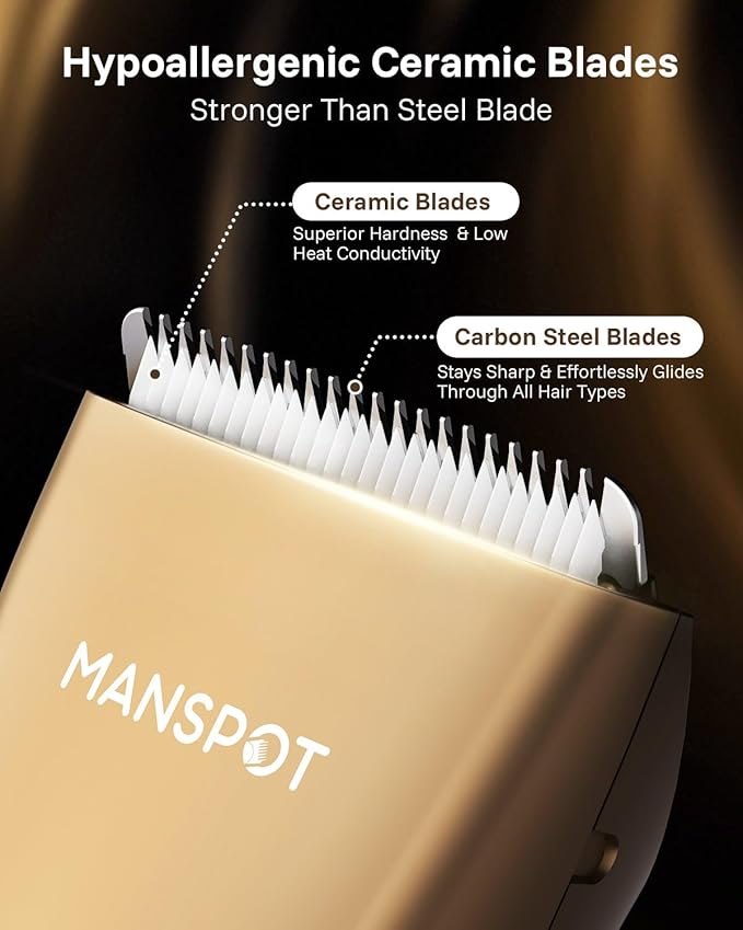 MANSPOT Manscape Hair Finishing Trimmer for Men, Men's Shaverand Razor (Gold) Valentine's Day Gifts for Him Perfect for Husband Boyfriend, Birthday Gifts for Friends Dad and All Men