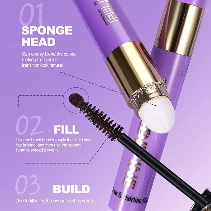 3 In 1 Hair Color Concealer Stick - Temporary Gray Hair Cover Up, Root Touch Up Hair Mascara with Precision Applicator, Waterproof Long Lasting for Eyebrows Beard Hairline 06# Deep Brown