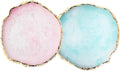 JASSINS Resin Nail Art Palette,Nail Art Painting Mixed Color Palette Gold Edge Nail Gel Color Makeup Display Board (Pink+Blue)