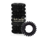 Kitsch Spiral Hair Ties for Women – Coiled Plastic Hair Ties No Damage, Ponytail Holders for Thick and Thin Hair – Creaseless and Dent-Free, Phone Cord Style | Ideal Gifts for Women - Black, 8 Pcs