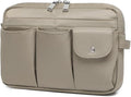 Storage Bag-arge Cosmetic Bag for Women Travel Makeup Bag Zip Up Bag Pure Cotton Canvas Can be Suspended (Khaki)
