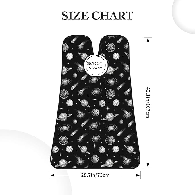 Men's Beard Maintenance Apron, Waterproof & Easy Clean, Black and White Universe Galaxy Stars Space Planets UFO