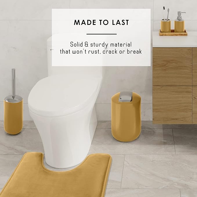 Clara Clark Bathroom Set – Bathroom Sets with Shower Curtain and Rugs, Soft Bathroom Rugs Non Slip, 23PC Gold Bathroom Accessories Set Complete with Bath Rugs, Shower Curtain Set with Liner and Hooks