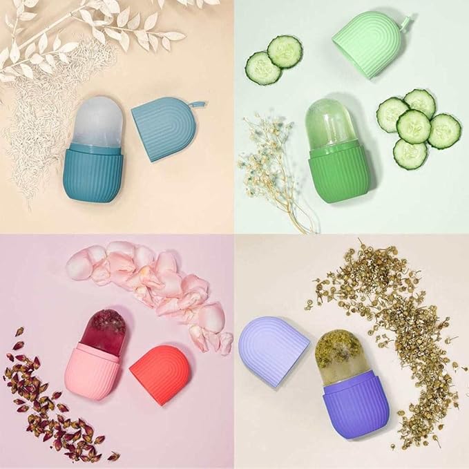 Ice Roller for Face, Ice Cube Facial Roller Massager, Reusable Silicone Face/Neck Ice Mold for Skin Care, Reduce Migraine Pain, De-Puff Eye Bags