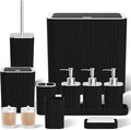 Bathroom Accessory Set - Bathroom Set, 12PC Bathroom Accessory Set, Black Bathroom Accessories Set, Mini Trash Can, Toilet Brush, Trash Can & Soap Dispenser