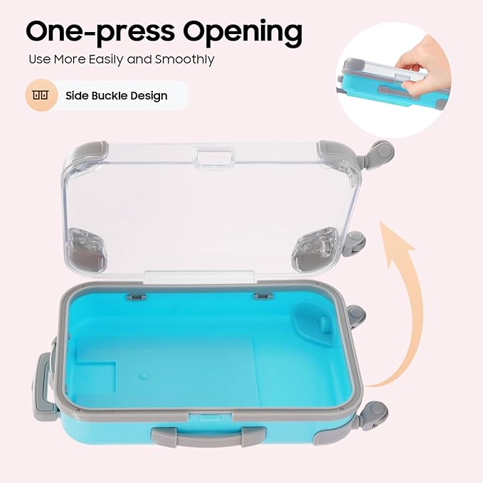Jiabailie 12 Pack Mini Suitcase Party Favor Gift Box Plastic Mini Luggage Trolley Candy Box False Eyelashes Tiny Suitcase for Girls Birthday Party Jewelry False Eyelashes Storage 5 Colors