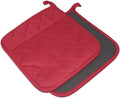 2Pcs Cotton and Neoprene Oven Pads Pot Holders with Pocket 8"x8.5" Dual-Function Hot Pad Set for Finger Hand Wrist Protection Heat Resistant to 428°F,Red