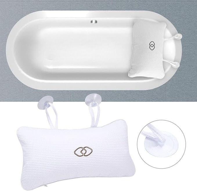 Inflatable Bath Pillows for Tub,Bath Tub Pillows for Head and Neck Support,Ergonomic Bath Pillows with Non-Slip Suction Cups,Bath Pillow for Spa Gifts Tub Women Bathroom Accessories Soaking