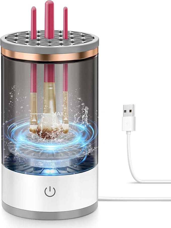 Electric Makeup Brush Cleaner, Quick Efficient Machine for Deep Cleaning All Types of Brushes, Portable Compact Design for Travel Home Use, for Makeup Lovers & Professionals - Pink