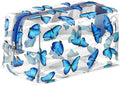 Clear Makeup Bag, Small Clear Toiletry Bag for Travel, Cosmetic Makeup Organizer Bags with Zipper, Plastic PVC Pouch Transparent Zip for Purse Reusable TSA Approved Quart Size (Butterfly)