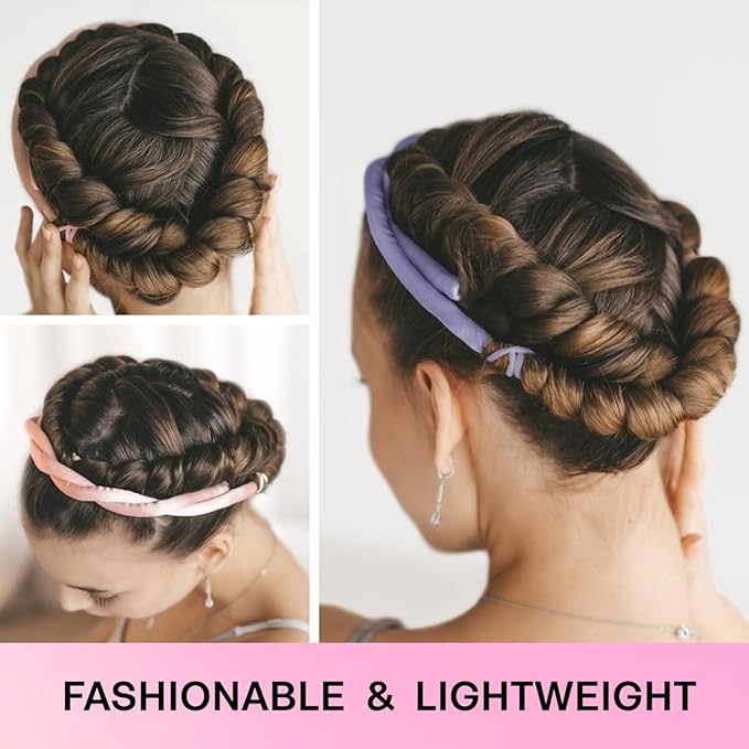 Lanzhire Overnight Curling Headband for Heatless Curls, No Heat Rod for Long and Short Hair (Pink Tie Dye)